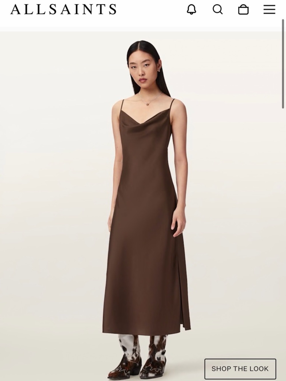 All Saints HADLEY SLIM FIT MIDI DRESS - Brown